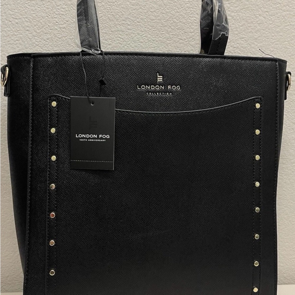 London Fog Black Studded Tote